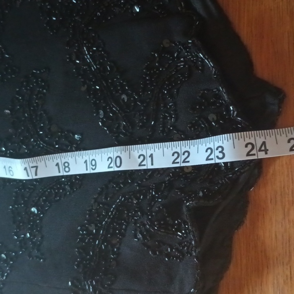 JKARA beaded black zip up cocktail style top.Size medium. Whimsy Goth. - Picture 12 of 14